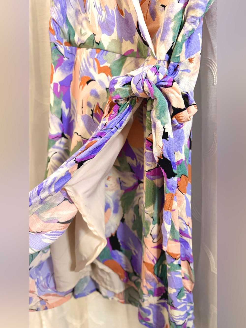 Lulus Pastel Floral Wrap Tie Mini Sun Dress Size Small - Picture 4 of 9